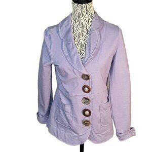 NEON BUDDAH Lavender Button-Front‎ Blazer With Pockets & Unique Buttons